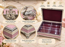 Load image into Gallery viewer, German Silver  Peacock Dry Fruit cum jewellery box with Ganesha
