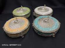 Load image into Gallery viewer, Peacock Round Enamel Dry Fruit Box
