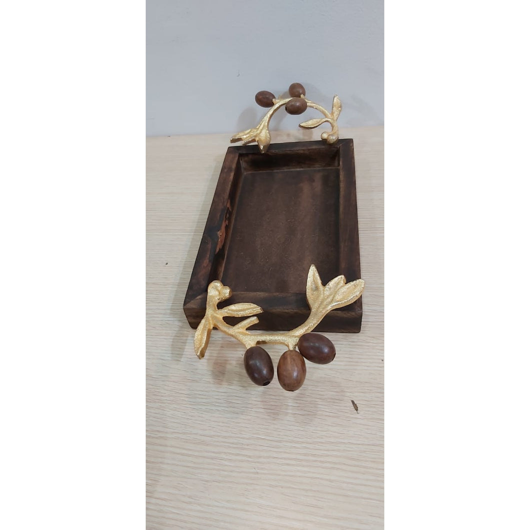 designer wood tray for two jars
