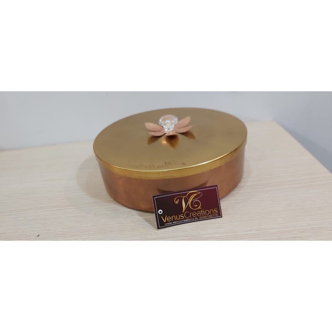 Chapati Box metallic copper base and gold color plated cover