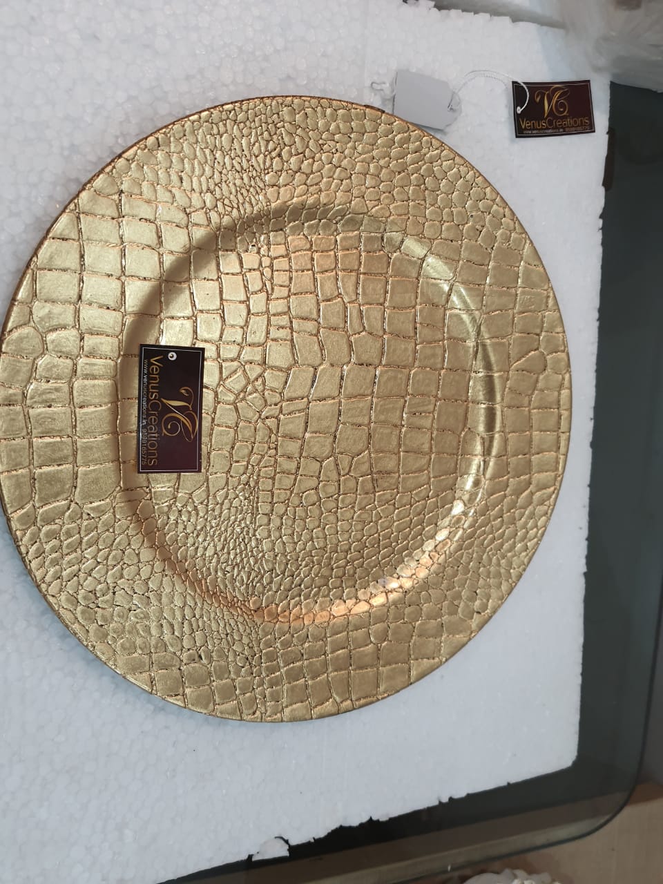 Designer base tray gold metallic color