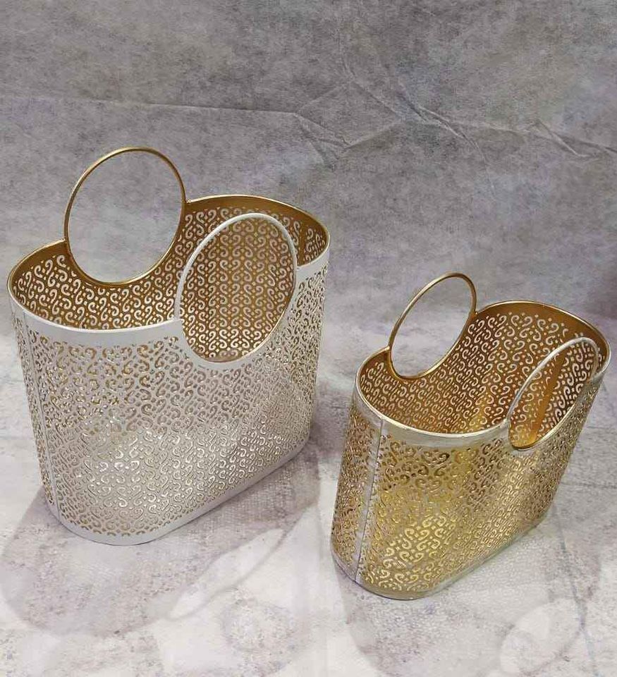 Golden and Silver Plated Hamper basket Set