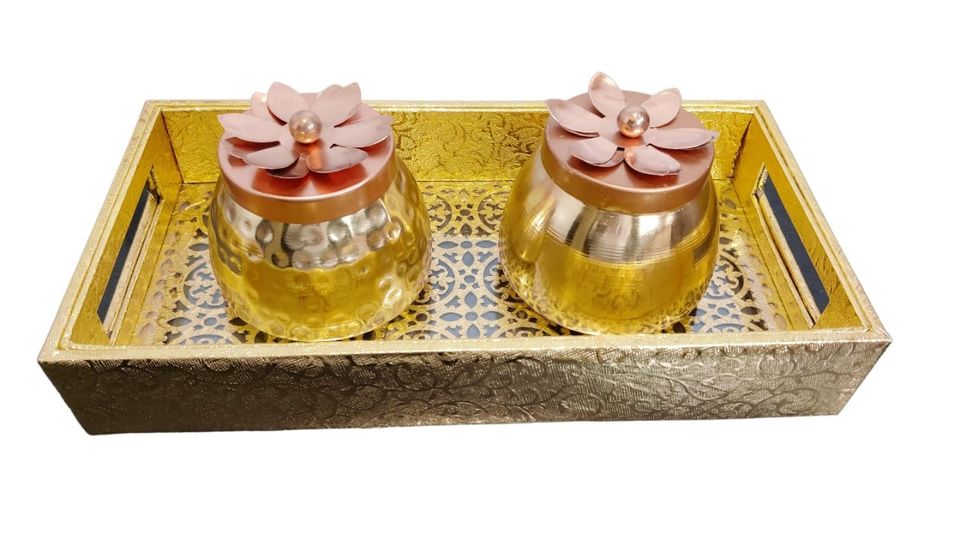 Golden Tray with Golden Jars